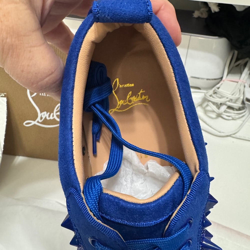 Christian Louboutin Royal Blue Embellished Sneakers - Picture 4 of 5